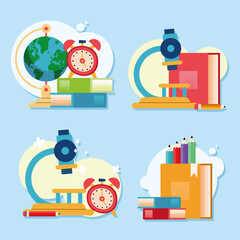 Poster - four back to school icons