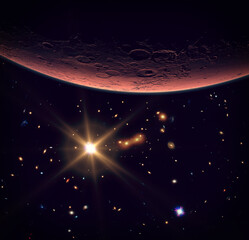 Wall Mural - mars and solar flare. the elements of this image furnished by nasa.