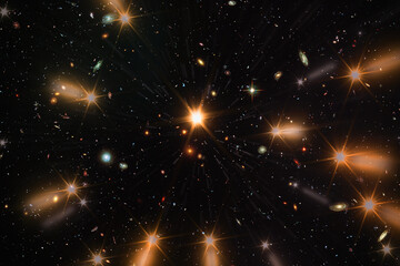 Wall Mural - star splash with beams in hyper jump. the elements of this image furnished by nasa.