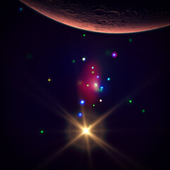 Wall Mural - mars and solar flare. the elements of this image furnished by nasa.