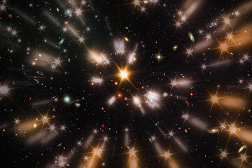 Wall Mural - star splash with beams in hyper jump. the elements of this image furnished by nasa.