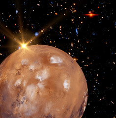 Wall Mural - mars and free space. the elements of this image furnished by nasa.
