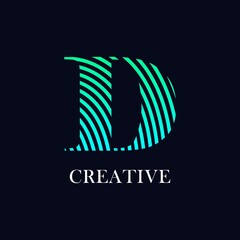 abstract letter D line or zebra pattern vector logo design. Suitable for business, stripe font symbol  and digital print