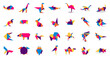Animal origami collection. Animal origami vector. Abstract animals logo design. Animal origami. Vector illustration