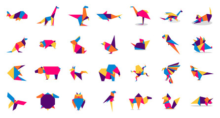 animal origami collection. animal origami vector. abstract animals logo design. animal origami. vect