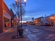 Evening Downtown View Of Drumheller, Alberta, Canada
