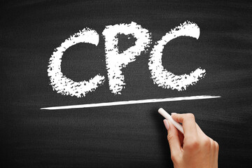 Poster - cpc cost per click - online advertising revenue model that websites use to bill advertisers, acronym