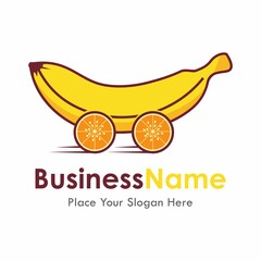 Wall Mural - Banana and orange fruit car logo template vector. Suitable for business, health, vegetarian, art, design and web