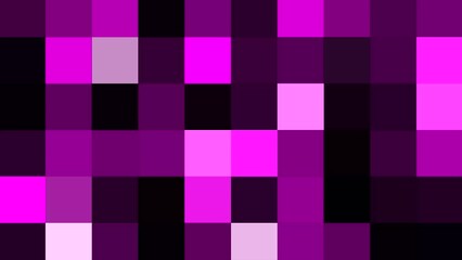 Aufkleber - Colored pixel squares create background. Motion. Background of flashing colorful squares. Disco background with flashing squares