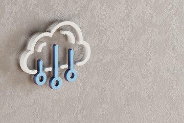 Leinwandbilder - Beautiful Cloud  Data Storage icon on wall bright background. 3d rendering illustration. Background pattern for design. Web Hosting.