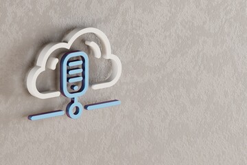 Poster - Beautiful Cloud Database Server icon on wall bright background. 3d rendering illustration. Background pattern for design. Web Hosting.