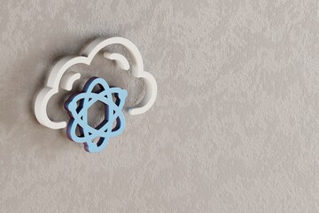 Leinwandbilder - Beautiful Cloud Database Quantum Server  icon on wall bright background. 3d rendering illustration. Background pattern for design. Web Hosting.