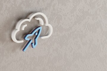 Leinwandbilder - Beautiful Cloud Server Speed icon on wall bright background. 3d rendering illustration. Background pattern for design. Web Hosting.