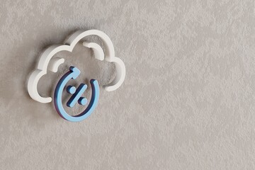 Poster - Beautiful Cloud Server Uptime icon on wall bright background. 3d rendering illustration. Background pattern for design. Web Hosting.