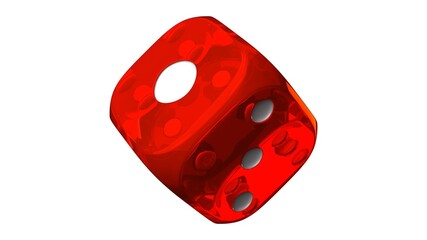 Red dice on white background.
3d illustration.