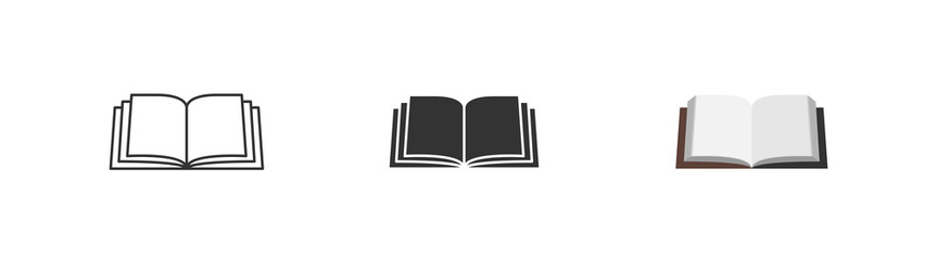 Book black icon line and flat style. Library literature isolated vector