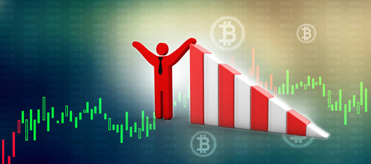 Poster - 3d rendering business man with pie graph
