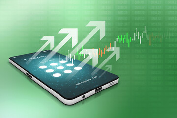 Poster - 3d rendering mobile phone with arrow
