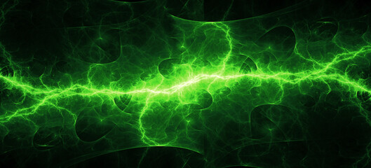 Green energy, electrical lightning abstract background