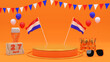 King's Day Celebrate Podium 3d rendering., King's Birthday in the Netherlands.
