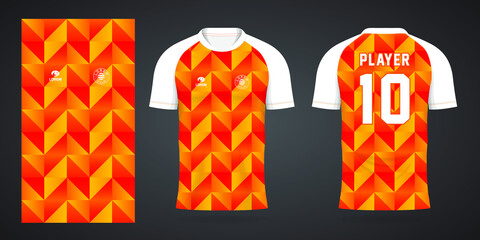 orange sports shirt jersey design template