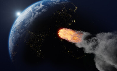 Wall Mural - Asteroid, comet, meteorite and earth