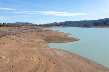 Canvas Print - view of Lake Vinuela in the backcountry mountains of Malaga Province in southern Spain