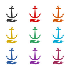 Poster - Simple anchor icon or logo, color set