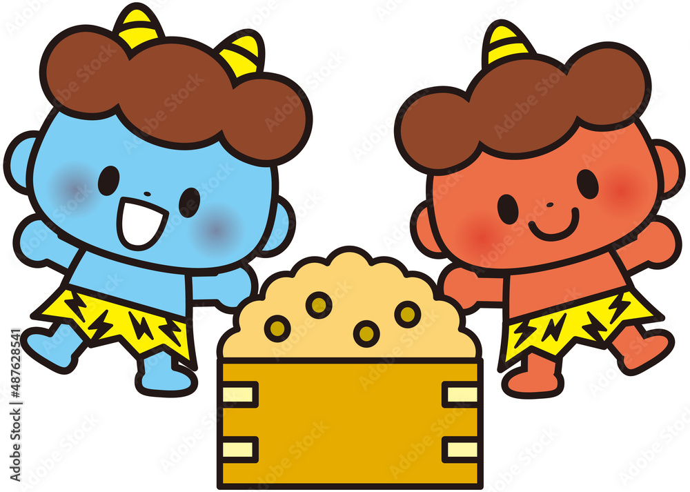 節分,セット,鬼,豆まき,節分イラスト,子供,豆,保育園,幼稚園,小学校