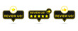 
Review us label set. User rating concept. Review and rate us stars. Business concept. Vector illustration.
