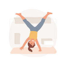 Gymnastics isolated cartoon vector illustration Children gymnastics program, girl is doing cartwheel in a gym, stretching for kids, elementary school electives, bars exercise vector cartoon.