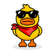 Cool yellow duck with sunglasses