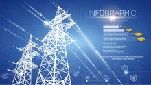 Electrical High Voltage Pylons, Electricity Price Infographics.