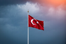 Glorious Turkish Flag Waving In A Wonderful Sky