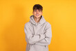 © carballo - portrait of teen boy isolated on yellow background