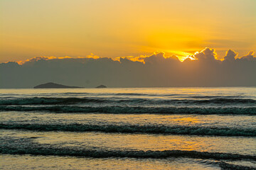 Poster - Sun and sea sunset background. Nature composition.