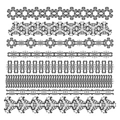Poster - Vector set of decorative patterns. Horizontal oriental lace borders. Border and frame. Seamless vintage damask pattern.