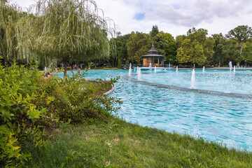 Poster - Singing fountains in Tsar Simeon park in Plovdiv, Bulgaria