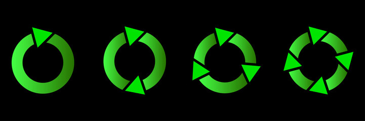 Poster - Green circular arrows. Round logo. Recycling illustration set. Arrow collection. Vector illustration. stock image. 