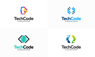 Wall Mural - Set of Modern Coding logo designs concept vector, Programmer Technology logo icon vector
