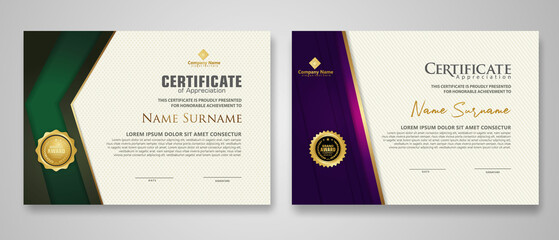 Wall Mural - Certificate template with luxury badge and elegance modern pattern background. for appreciation, achievements, award, business, and education needs. vector illustration