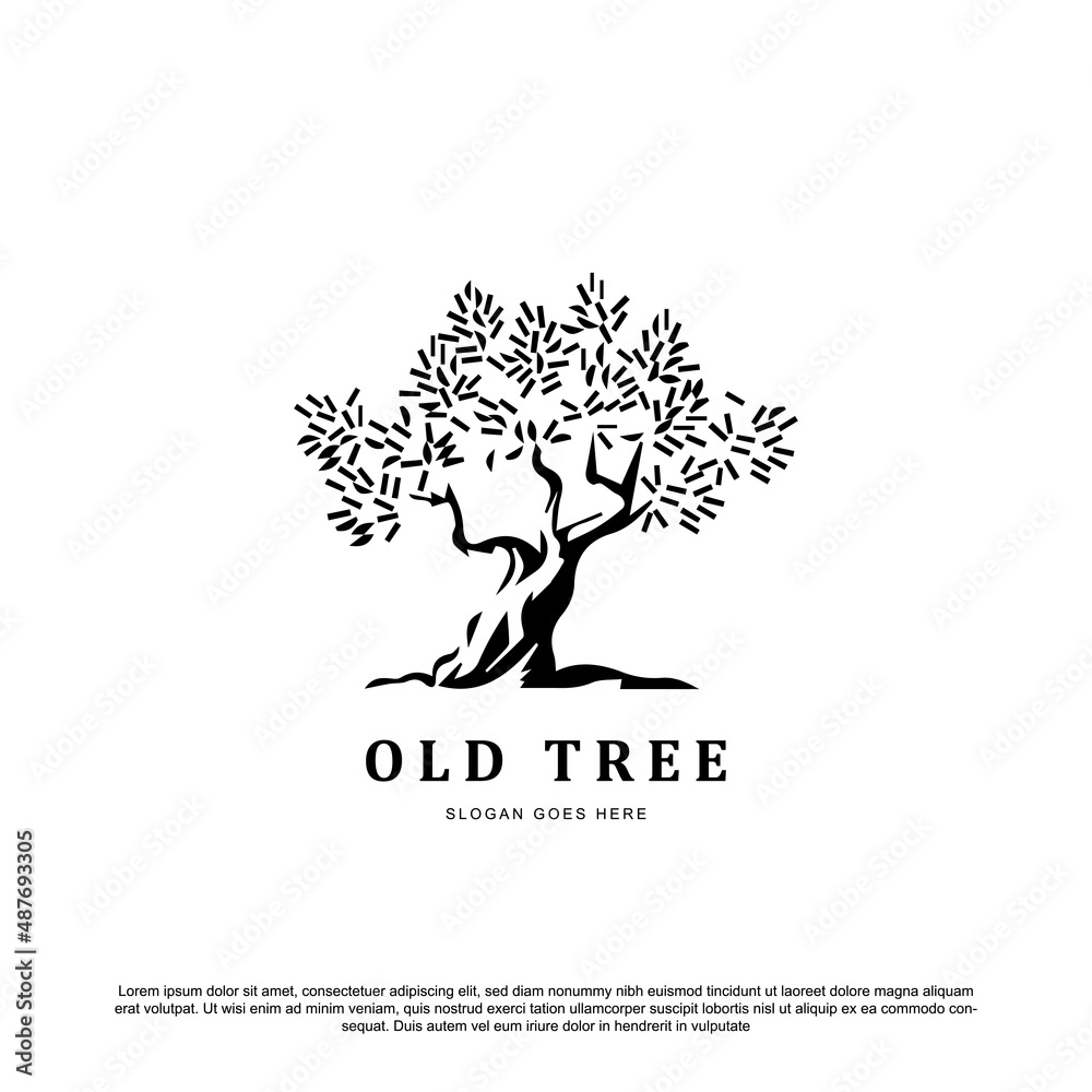 Vintage retro old oak tree logo vector Stock Vector | Adobe Stock