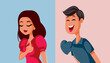 Man In Love Being Rejected by His Crush Vector Cartoon Illustration