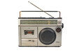© Pongvit - cassette tape radio recorder, Retro old-fashioned portable boombox.  An audio cassette recorder was created in the 90s.on white background.