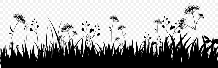 Black silhouettes of grass