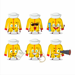 Canvas Print - A character image design of yellow chinese traditional costume as a ship captain with binocular