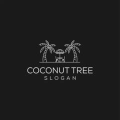 tropical terrace cafe logo vector with palm tree symbol illustration design