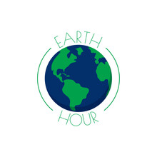 Earth Hour Badge Campaign Advertisement Vector Illustration. Clean And Simple Eco Friendly Technology.