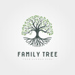 circle root of the tree vector logo symbol illustration design, oak tree vintage logo design
