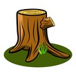 Vector tree stump with knot, realistic props for cartoon. Vector image isolated on white.